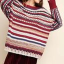 Umgee Boho Oversized Red Stripe Crochet Sweater Photo 3