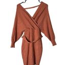 Lulus  Sweater Dress Modena Knit Rust Brown Dolman Sleeve Bodycon Mini Size L Photo 5