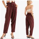 Free People  Margate Pleated Trouser Burgundy Rust Red Autumn Size Small Paperbag Photo 1