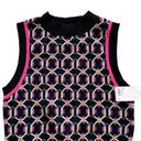 SO  Retro Sweater Vest Preppy Black Fuchsia Crop High Neck Vest Junior Medium NEW Photo 7