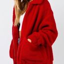 I am gia  Pixie Oversized Teddy Sherpa Full Zip Jacket Fleece Coat Red Medium Photo 10