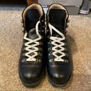 American Eagle  Womens Size 8 Faux Leather Boots Black Lace Up Lug Sole Photo 0