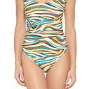 DKNY  Animal Print Multi Mesh Side-Stripe Ruched One-Piece Swimsuit Size 10 NWT Photo 1