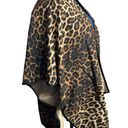 Animal Print Poncho Cape with Tassels, One Size New Brown Photo 2