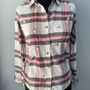 SO Sz S Embellished Plaid Flannel Button Down Top Photo 2