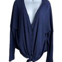 Caslon  Women's Blue Button Front with Tie Bottom Lightweight Shirt Size Large Photo 0