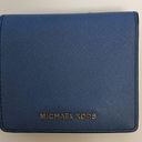 Michael Kors  Women Leather Bi-fold Wallet Medium Blue ID/Card Slot Bill Holder Photo 5