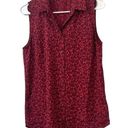 Equipment Femme Size M Red Button Down Sleeveless Blouse Floral Photo 0