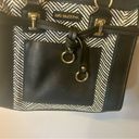 Big Buddha  Straw Satchel Black and White Removable Shoulder Strap Photo 3