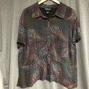 Style & Co , 22W button collared top, short sleeves, brown blue, maroon paisley Photo 1