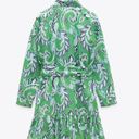 ZARA Green Paisley Print Shirt Dress Photo 3