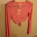 l*space L* Cover Up Bandera Top Sheer Mesh Tie Front Pink/Orange Size XS Photo 11