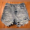 We The Free Free People  Curvy Vintage High Rise Distressed Denim Shorts Size 28 Photo 3