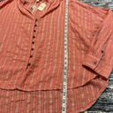 Pilcro  Anthropologie NWT Ruffled Top Blouse Pink Silver Stripe size L Photo 10