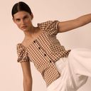 Madewell ‎ Gingham Square Neck Puff Sleeve Top Sz XS Photo 0