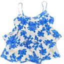 Paper Crane Title:  Blue Floral Layered Tank Top Size Medium Photo 6