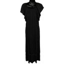 Time And Tru  Black High/Low Crochet Flutter Short Sleeve Maxi Dress Size L Photo 4