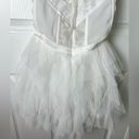 For Love & Lemons Bustier Lace Halter Tie Tulle Mini Gown White XS Bridal Photo 5