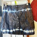 ZARA  Navy Blue Tie Dye Snap Front Faux Leather Mini Skirt size Medium Photo 1