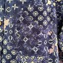 Garnet Hill  Women's Silk Button Front Blouse Top Long Sleeve Size 6 Blue Purple Photo 5