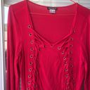 Venus  Red Lace up Fitted Top-Small Photo 1