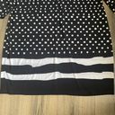 Chico's  Women Shift Jersey Knit Dress 3 Large Long Sleeve Black White Dot Stretch Photo 2