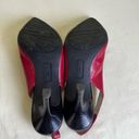 Anne Klein  Yavari Slingback Pumps Leather Polished Cap Toe Two Tone Black Red 7 Photo 4