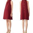 Sail To Sable STS  Burgundy Maternity Dress 10 Mini Shift Cowlneck Button Back Photo 1