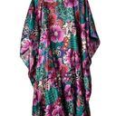 Vintage California Dynasty Purple & Teal Floral Satin Midi Kaftan L Size L Photo 1