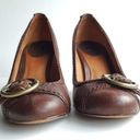 Frye ‎ Brown Leather HANNAH PUMP Wedge Buckle Photo 5