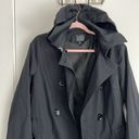 Saks Fifth Avenue Black Trench Coat with Removable Hood Size Medium Photo 1