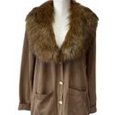 Michael Kors NWT  Faux Fur Collar Cotton Blend Cardigan Sweater Medium In Husk Photo 1