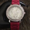 Ladies red soft silicone band rhinestone watch Photo 0