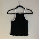 ✨ Black and White Ruched High Neck Crop Tank Top Size M Photo 4