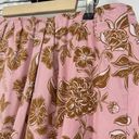 Lane Bryant  Pink Brown Floral Midi Skirt Pull On Poplin Lined Pleated Size 22 Photo 4