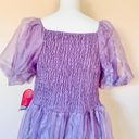 Arula Purple Smocked Shimmering Organza Tulle Short Puff Sleeve Maxi Dress. Photo 6