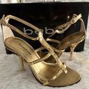 Bebe  Fortune Gold sequin stiletto sexy heels shoes sz 5 Photo 0