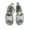 Kork-Ease  Ava Metallic Silver Wedge Sandals Sz 7 Strappy Leather Photo 1