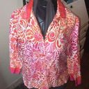 Oscar de la Renta Vintage  M pink & orange floral button down blouse Photo 0