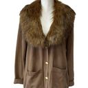 Michael Kors NWT  Faux Fur Collar Cotton Blend Cardigan Sweater Medium In Husk Photo 0