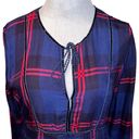 Thread and Supply  Navy and Red Plaid Peplum blouse w/ tie closure Size Medium Photo 1