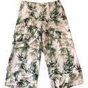 J.Jill  Barley Bamboo Linen Boho Wide Leg Culotte  Crop Pants Size L  Palm Print Photo 0