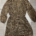 White House | Black Market  Brown Leopard Metallic V-neck Long Sleeve Dress- Size 6 Photo 3