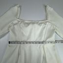 White Pearl Trim Mini Dress Long Sleeve Size Small Lightweight Photo 7