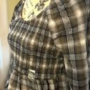 Tommy Hilfiger Tommy Jeans Womens Size Medium Plaid Peplum Smocked Top •Scoop Neck Long Sleeves Photo 3