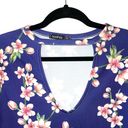 Boohoo Blue Cherry Blossom Floral Print Cutout Round Hem Mini Dress Photo 1