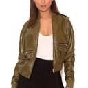 House Of CB  London Olive Green Faux Vegan Leather Bomber
Jacket Size XS Photo 2