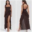 House Of CB NWOT  ARIELA Espresso Ruffle Maxi Dress Size S Photo 1