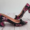 Kate Spade  Black and Pink Rose Floral Block Heel Pumps with Bow Size 6.5M Photo 9