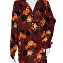 Modcloth  Popover Blouse Red Orange Floral Long Sleeve Half Button Photo 0